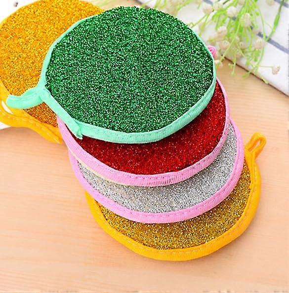 Dishwashing Sponge, 4 Pcs, DoubleSided Round Scrubber, MultiPurpose Kitchen Cleaning Pads