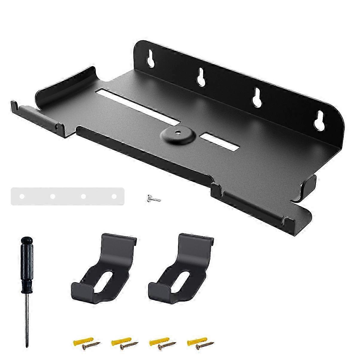Space-saving wall mount for slim gaming console and 4 controllers - sleek black design