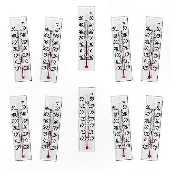 Indoor Thermometer Set, 10-Pack, Temperature Range 10-50°C, Column Style