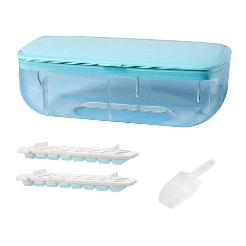 48 Double Silicone Large Capacity Ice Box Ice Storage Ice Box Frozen Ice Artifact of Refrigerator with Cover Blue