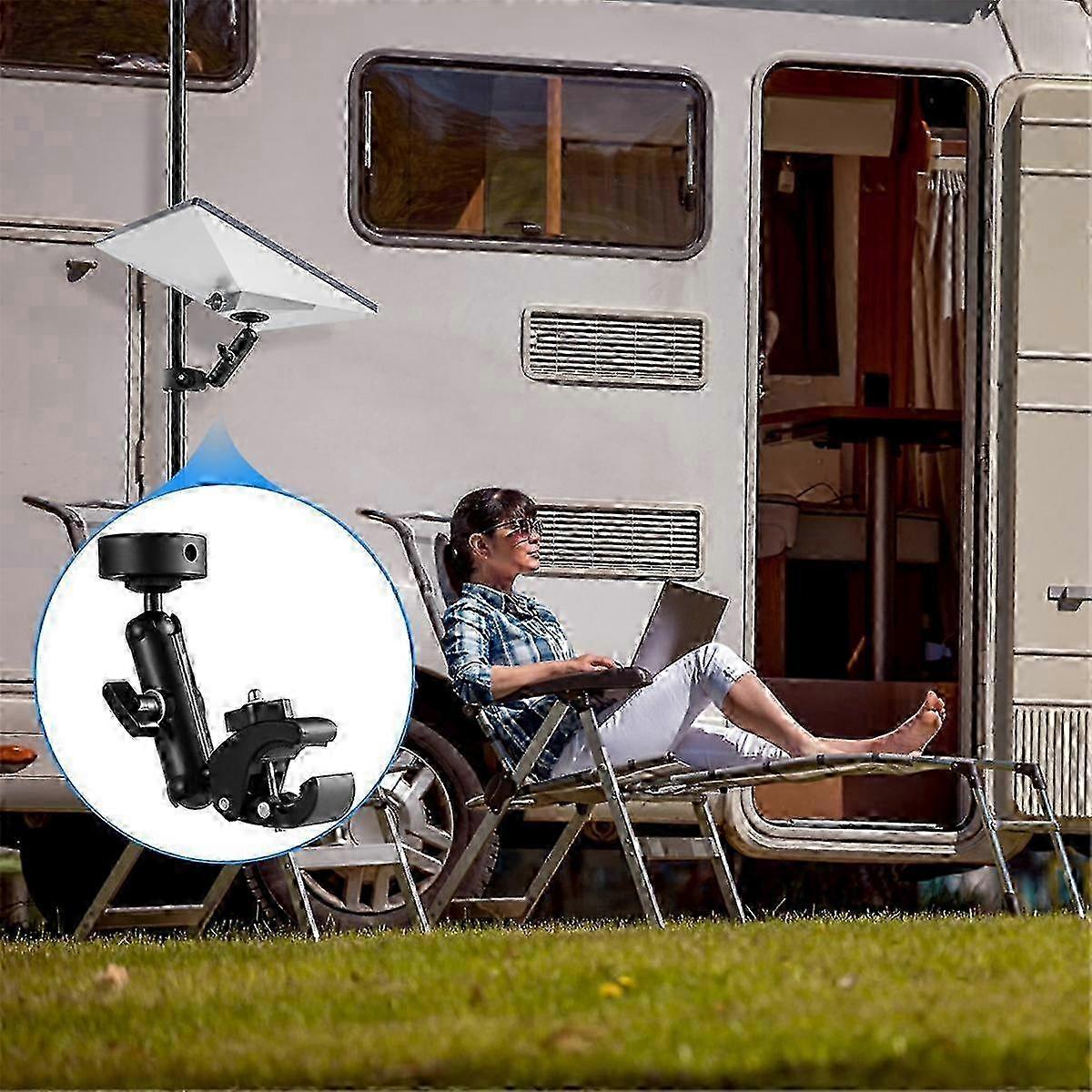 Ladder Pole Mount with Adjustable Angle Clamp for Mini Roof Racks and RVs