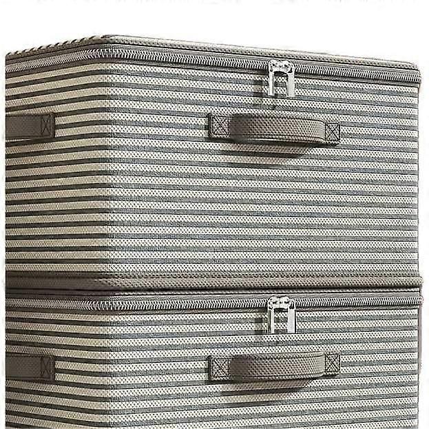 Large Capacity Fabric Storage Box with Zipper - Portable Foldable Storage Basket for Clothes, Toys, Blankets, Durable Organizer (2 PCS)