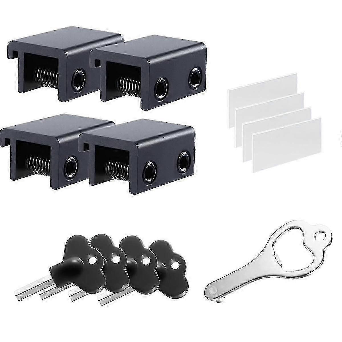 4パック調整可能なアルミニウム製スライディングウィンドウロック(キー付き) |スライド式窓用の安全で耐久性のある設計