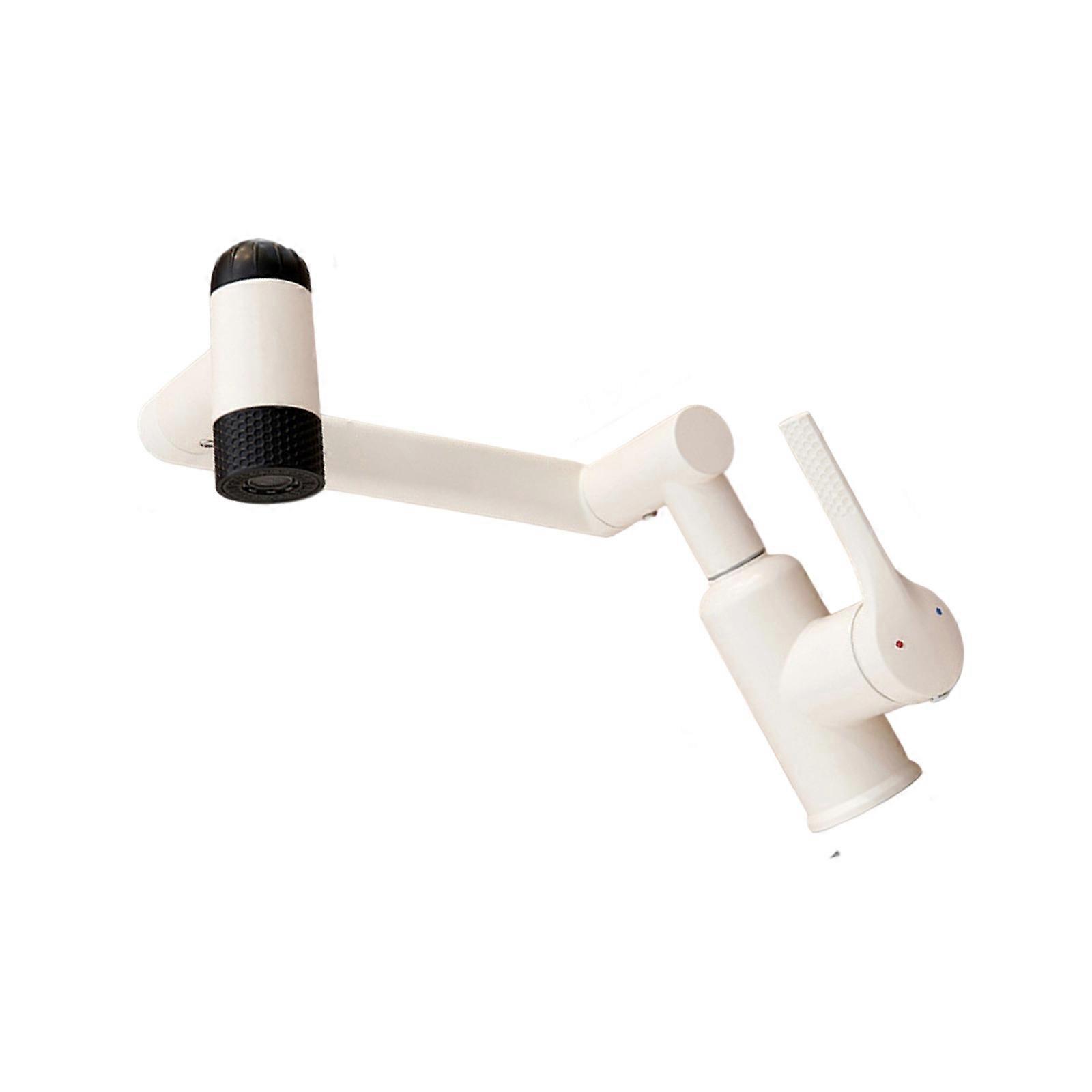 Multifunctional Rotating Sink Faucet Single Hole 1080 Rotating Faucet Hot and Cold Double Control Washbasin Faucet  White