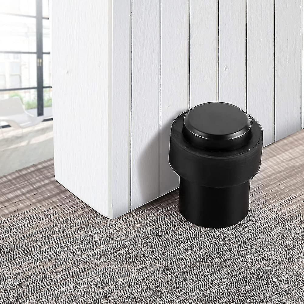 Pxcl الفولاذ المقاوم للصدأ أسطواني الطابق توقف الباب مع المطاط لينة - الثقيلة دائم الباب وقف الجدار حامي ، أسود ، 1.77" H ، 1.26" W