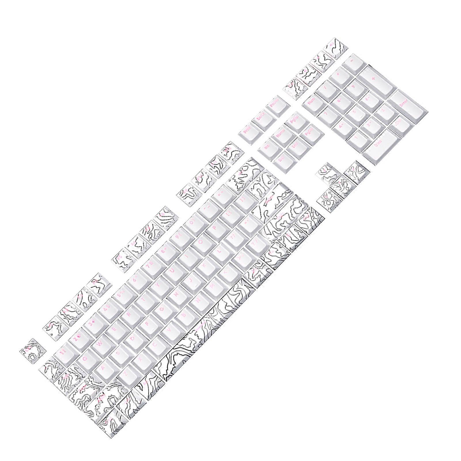 Line White PBT Original Height Keycaps 108 Keys Shine Through Backlit keycapst for Mechanical Keyboard  White