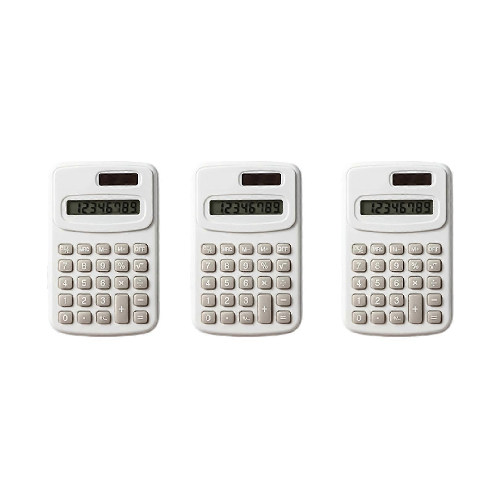 High Contrast LCD Screen Calculator With Solar Button Battery Operation Lightweight Portable 8Digit Display Calculators  White