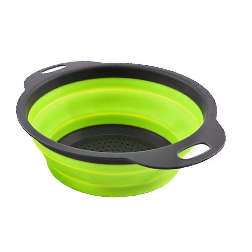Collapsible Colander Draining Basket Premium Folding Kitchen Vegetable Basket Strainer (Green)