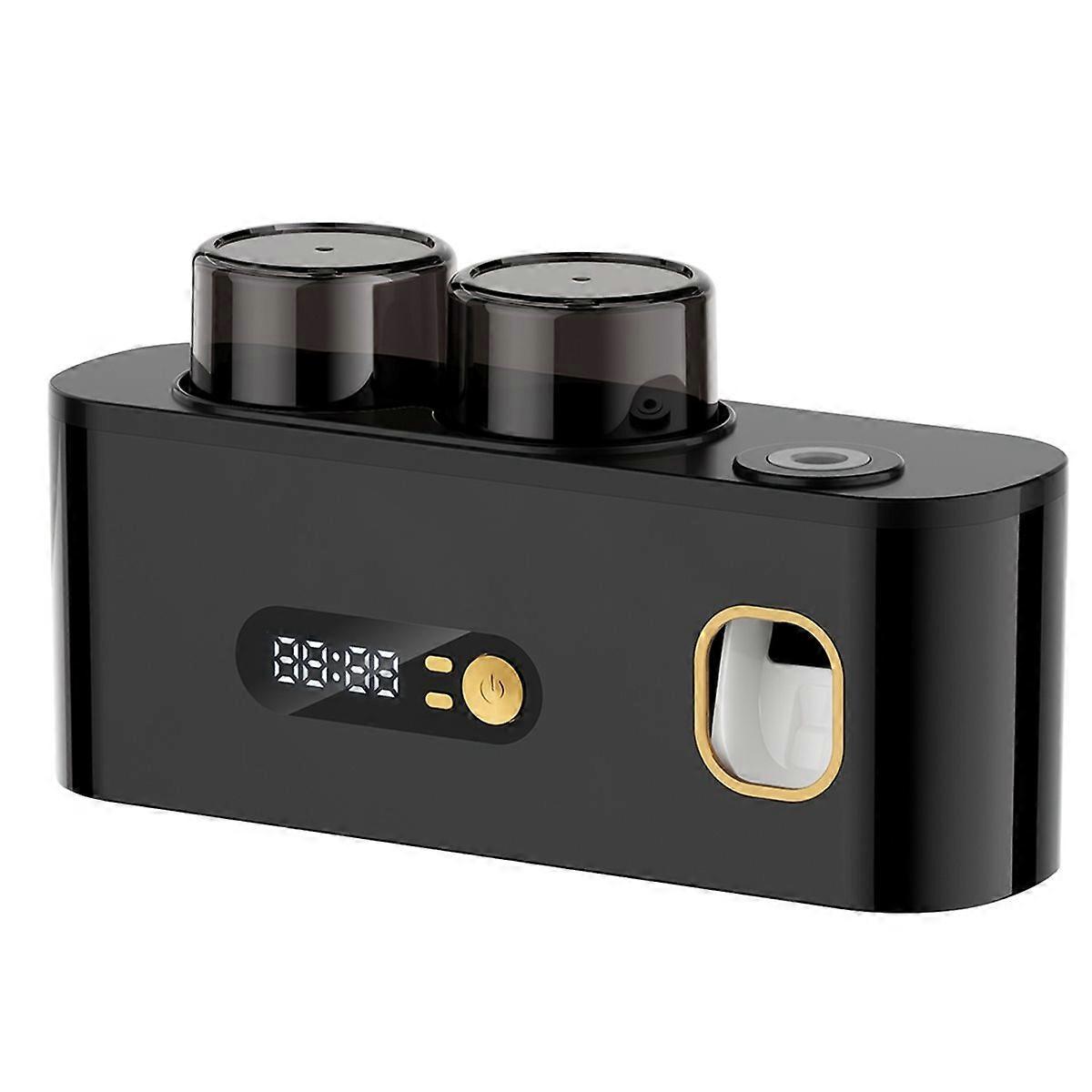 Smart Toothbrush with 2 Cups Automatic Toothpaste Dispenser 5-Slot Storage Brush Holder Clock Displa