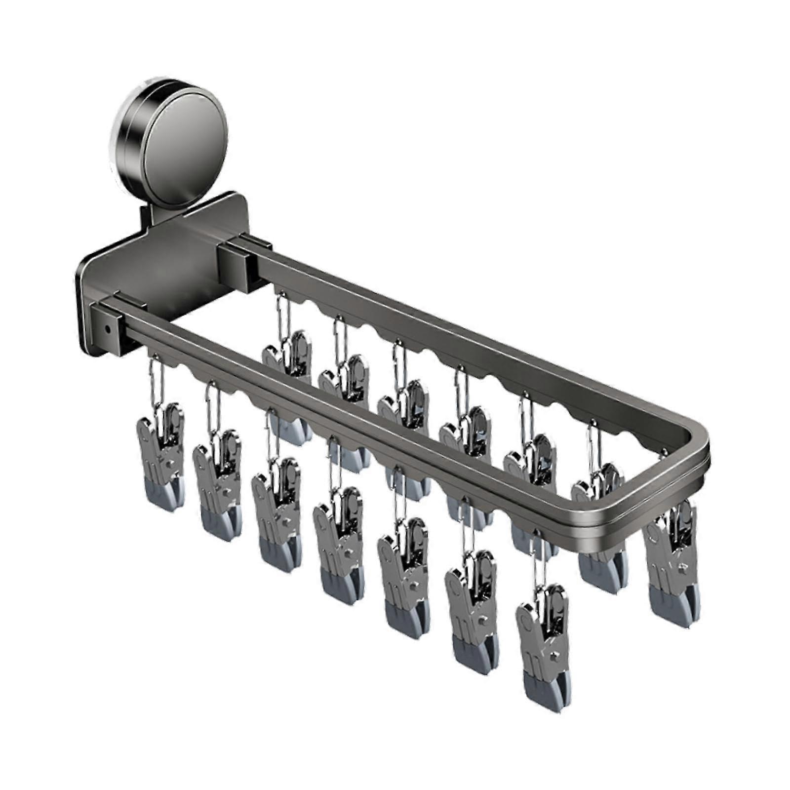 Sock Drying Rack with 14 Clips, Hanging Basket for Underwear, Socks and Skirts