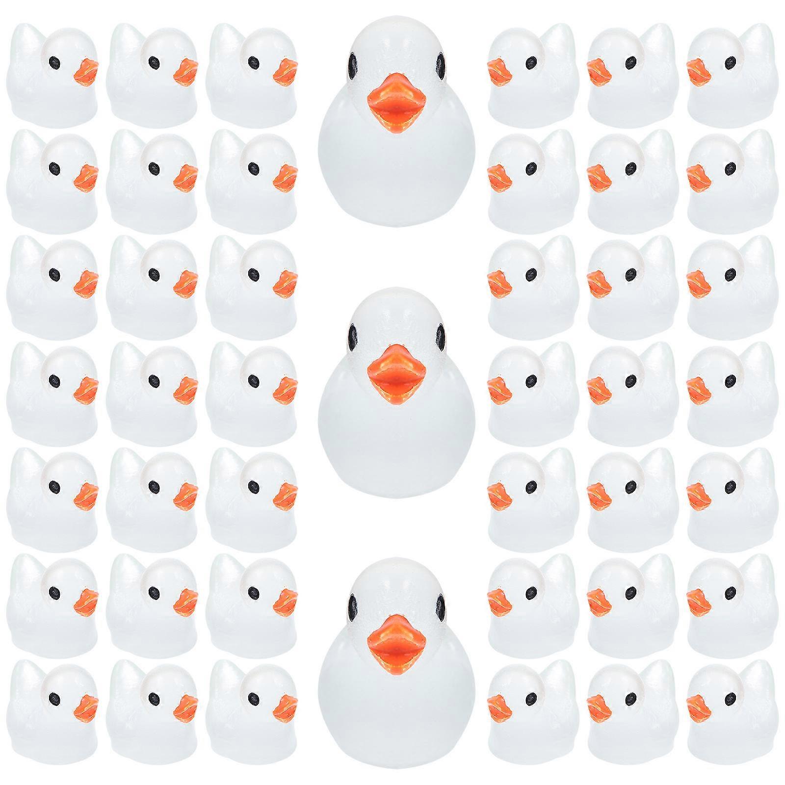 100pcs Mini Duck Figurines Glow In The Mini Resin Duck Figures Miniature Duck Scene Layout Décors