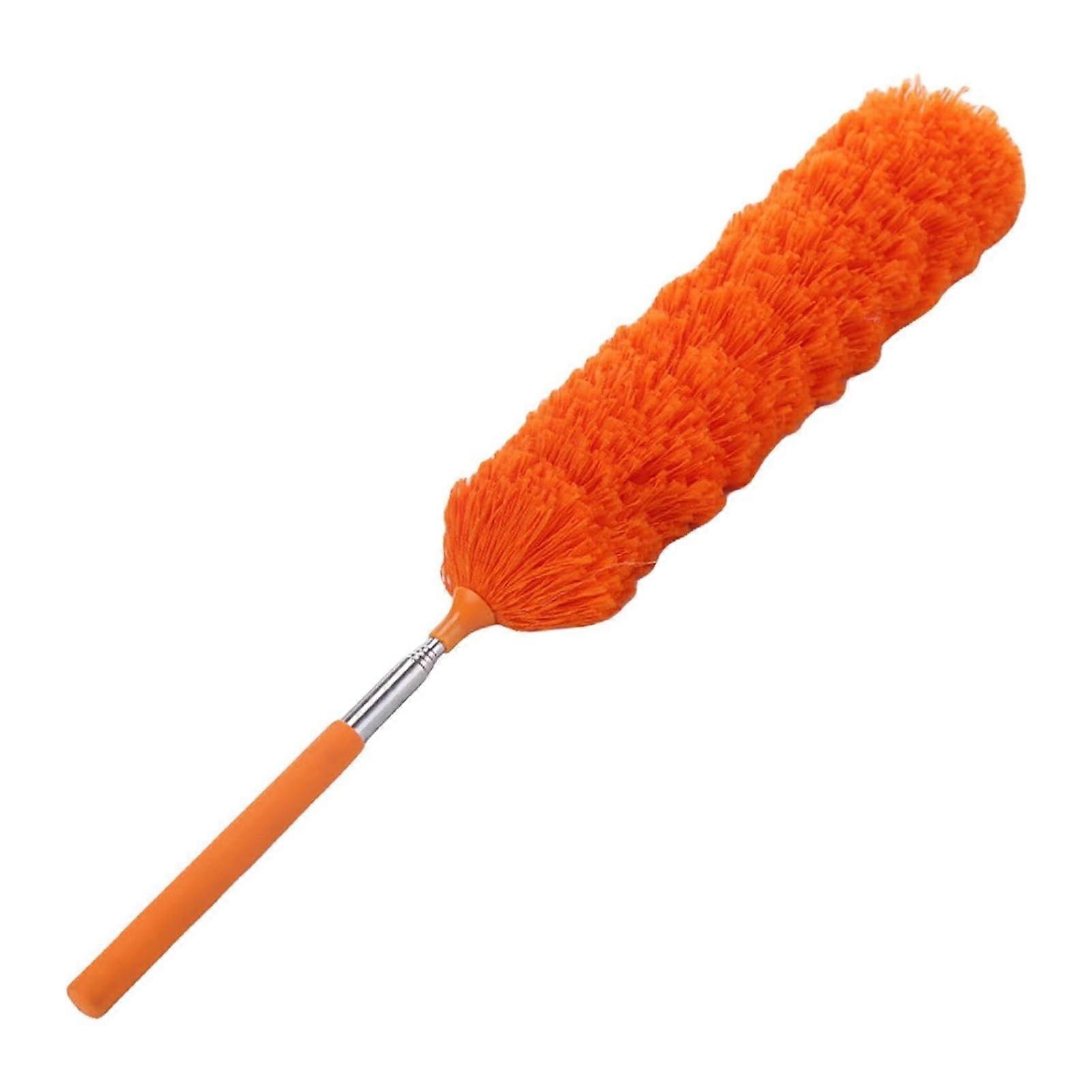 Telescopic Microfiber Duster with Extendable Handle for Ceiling Dust and Cobweb Removal Orange