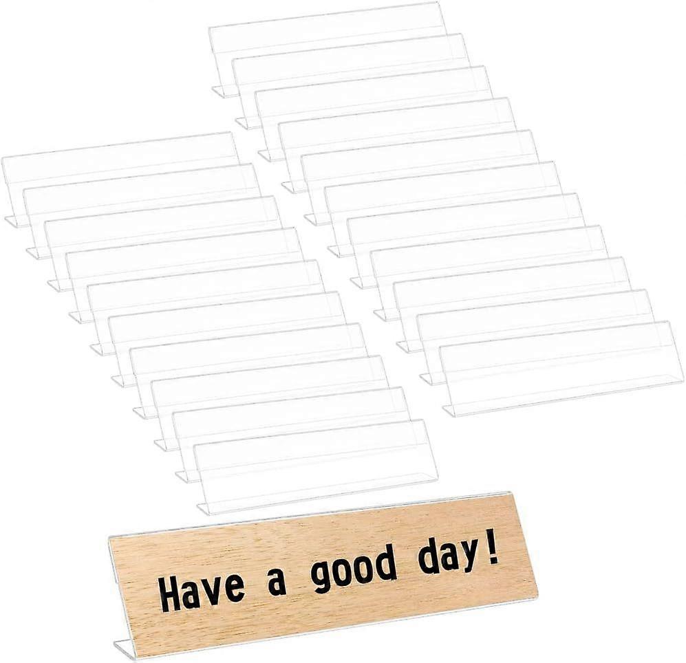 22 Pack Acrylic Display Stands Name Plates for Desks 8x1.1x2Inches Clear Back Sign Holder Stand for Table Display License Name Label Holder