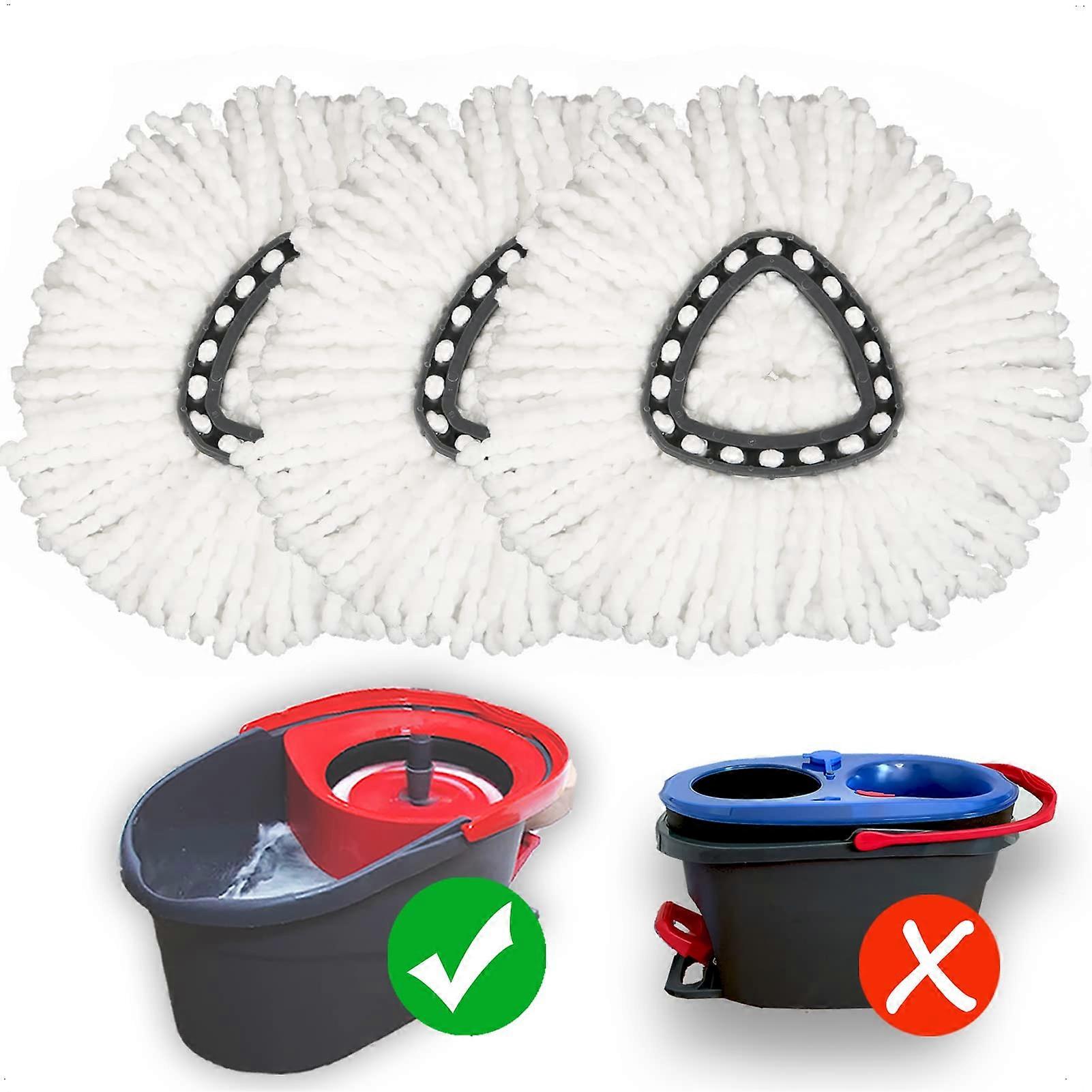 Triangle Spin Mop Replacement Heads 3 Pack Microfiber Refills for Deep Cleaning Machine Washable