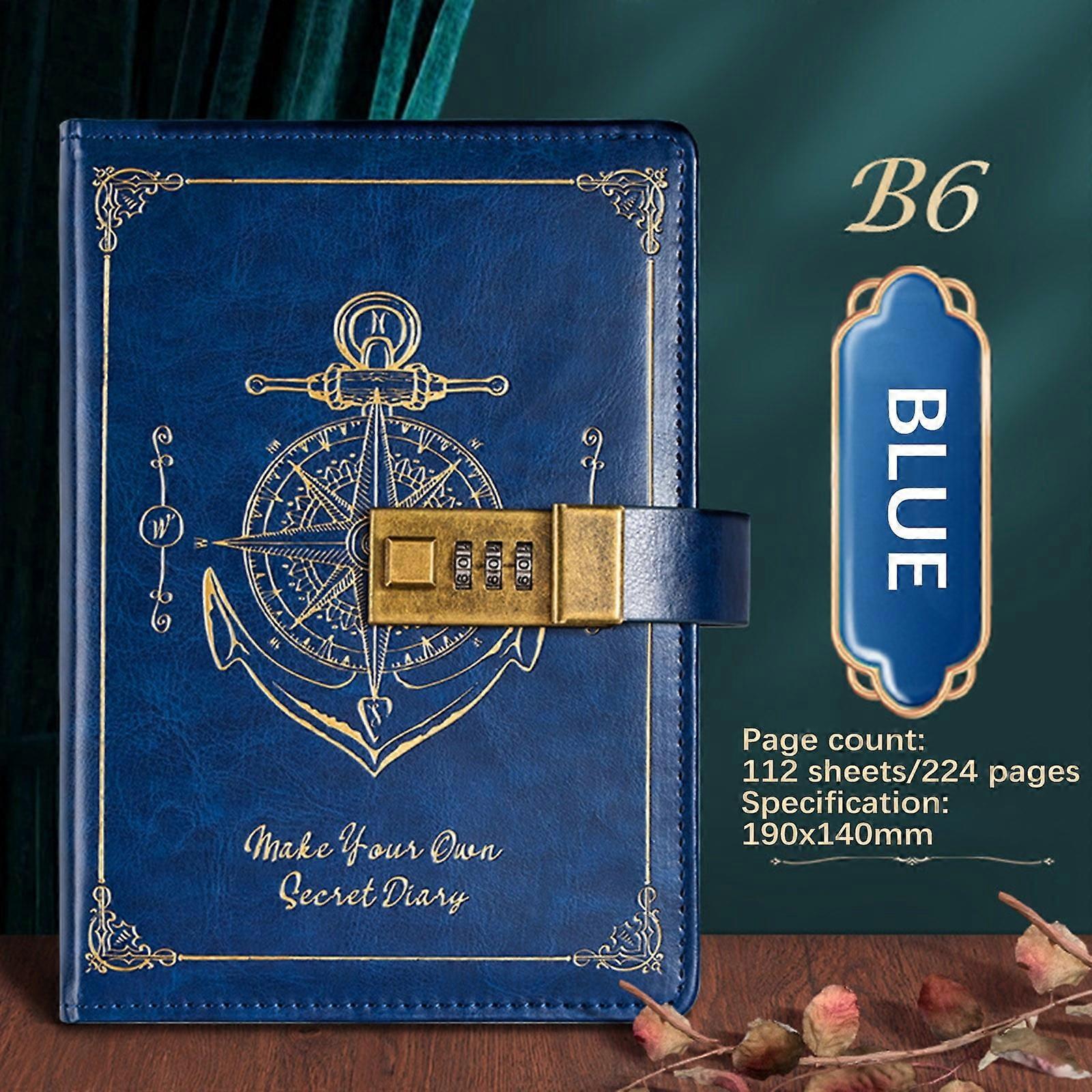 Lmueinov Retro Password Notebook With Lock B6 Leather Notebook Students Beautiful Diary Notebook Notes Clearance