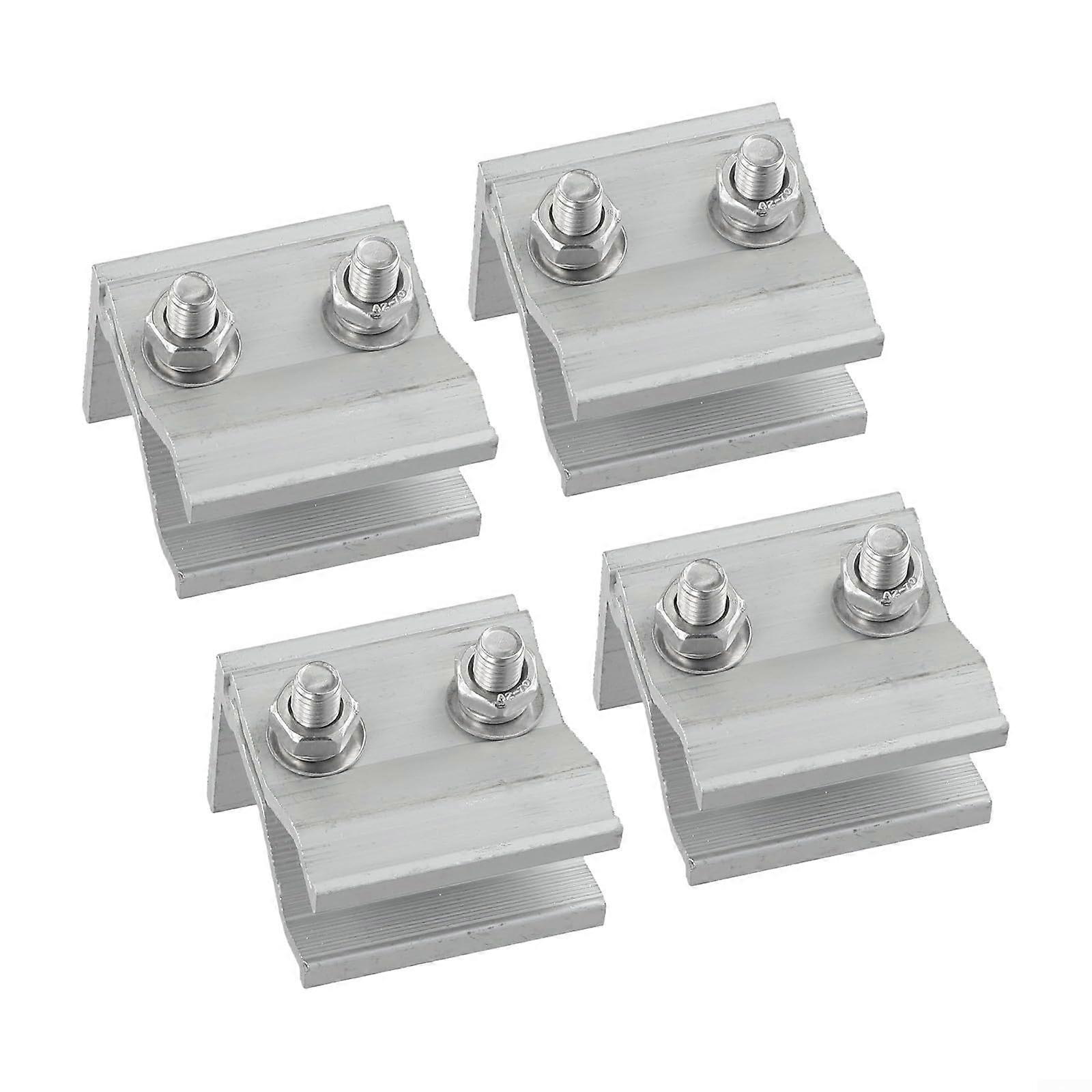 Stainless Steel Solar Panel Mounting Clamps for Roof RV Boat Installations, Compatible with Framed PV Panels, Set of 4