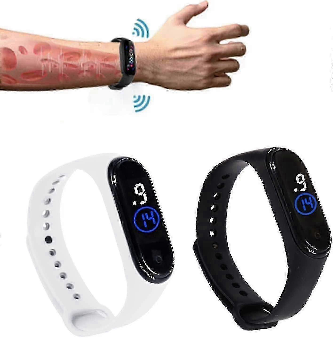 2 قطعة بقيادة سوار ووتش إلكتروني M4 مقاوم للماء ، نموذج رياضي رقمي للأطفال / الطلاب مع شاشة LED