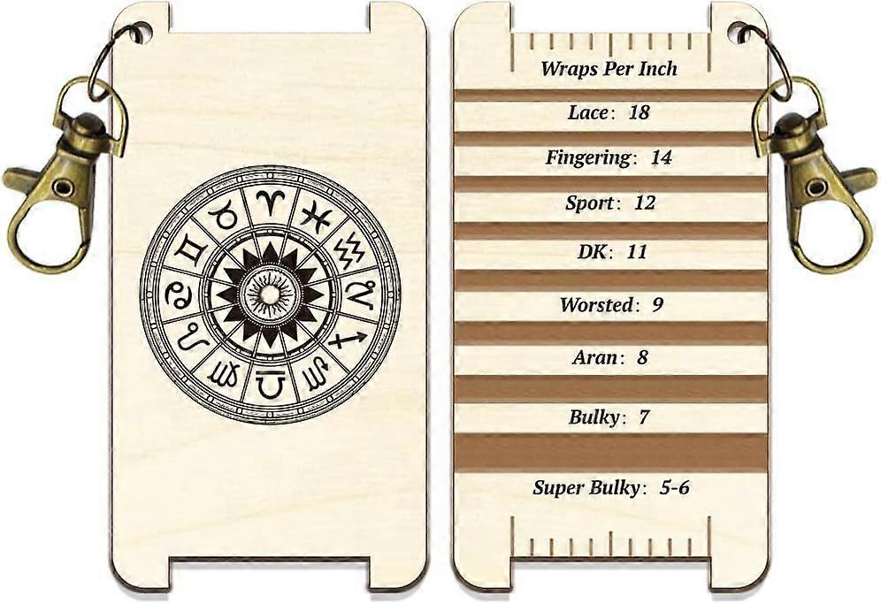 1 Pc Knitting Needle Gauge Multifunctional Wood Spinning Control Card Divination Constellation Disc Patterns WPI Guide Gauge Rulers for Spinners Yarn 