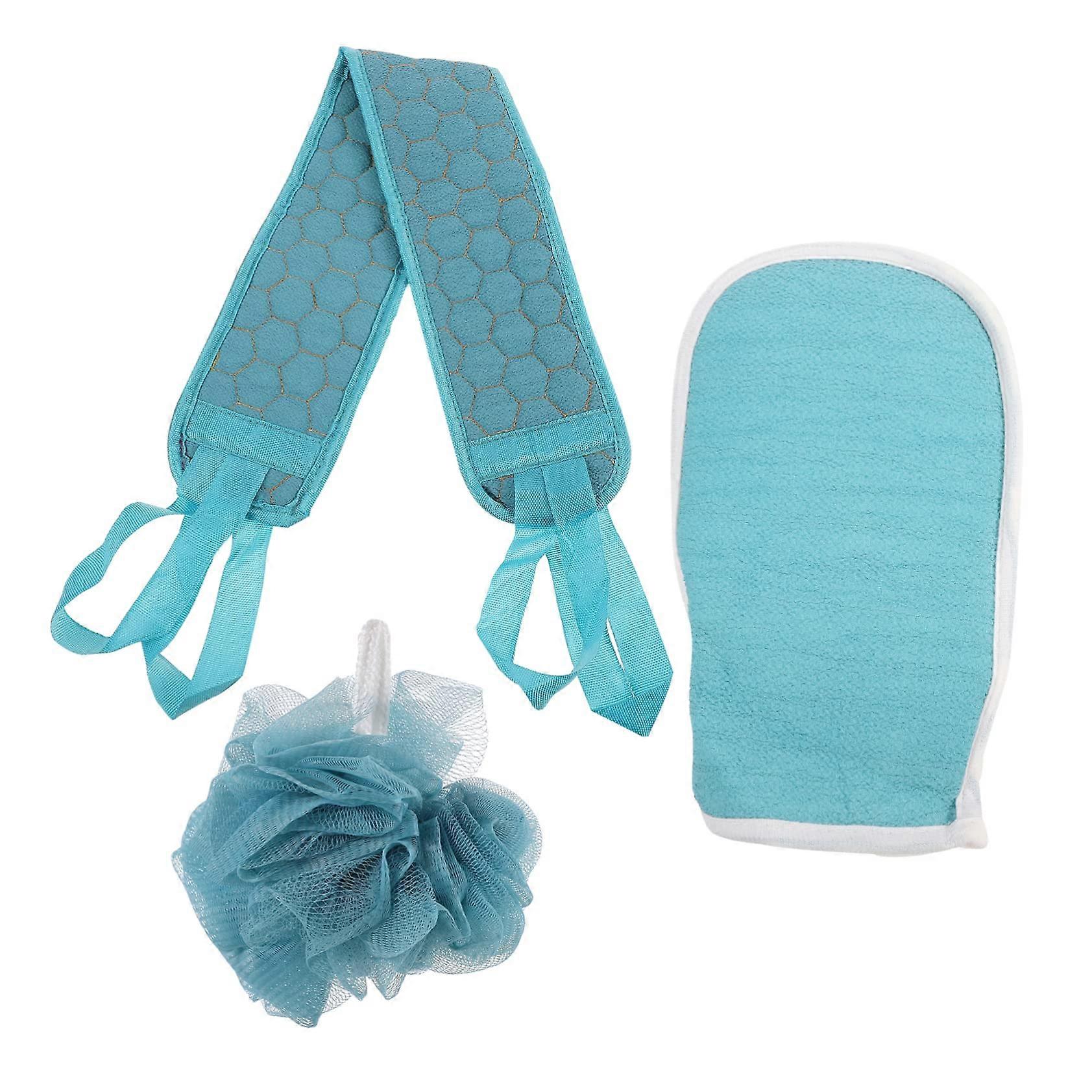 Bath Shower Set with Exfoliating Gloves, Back Scrubber Towel and Sponge for Deep Cleaning Skin