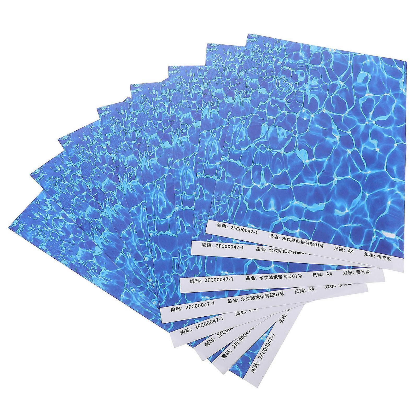 Realistic Water Grain Landscape Sticker for Decor 10 Sheets Blue Plastic Material