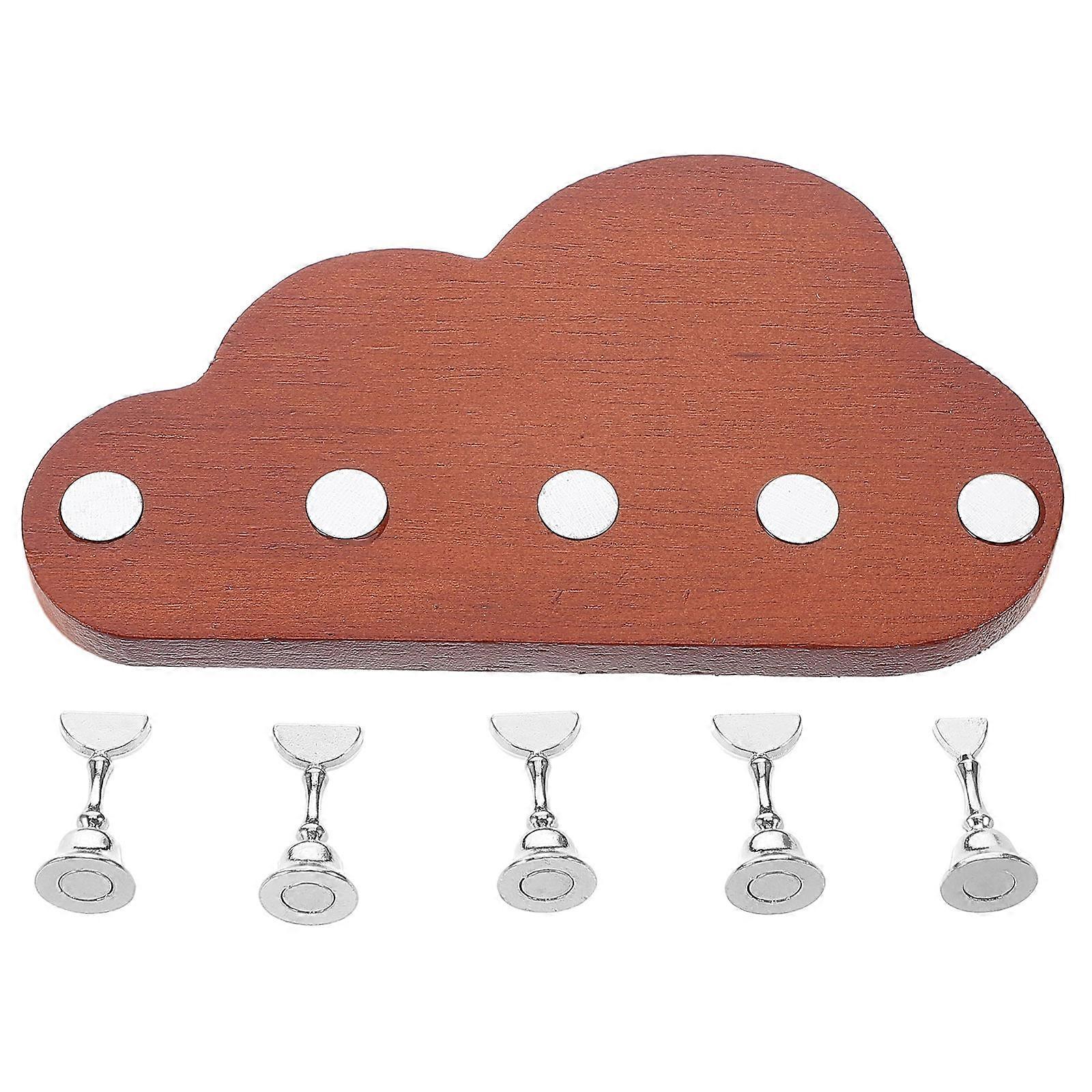 Wooden Nail Practice Stand for Nail Art with Silver Holders Cloud Base
