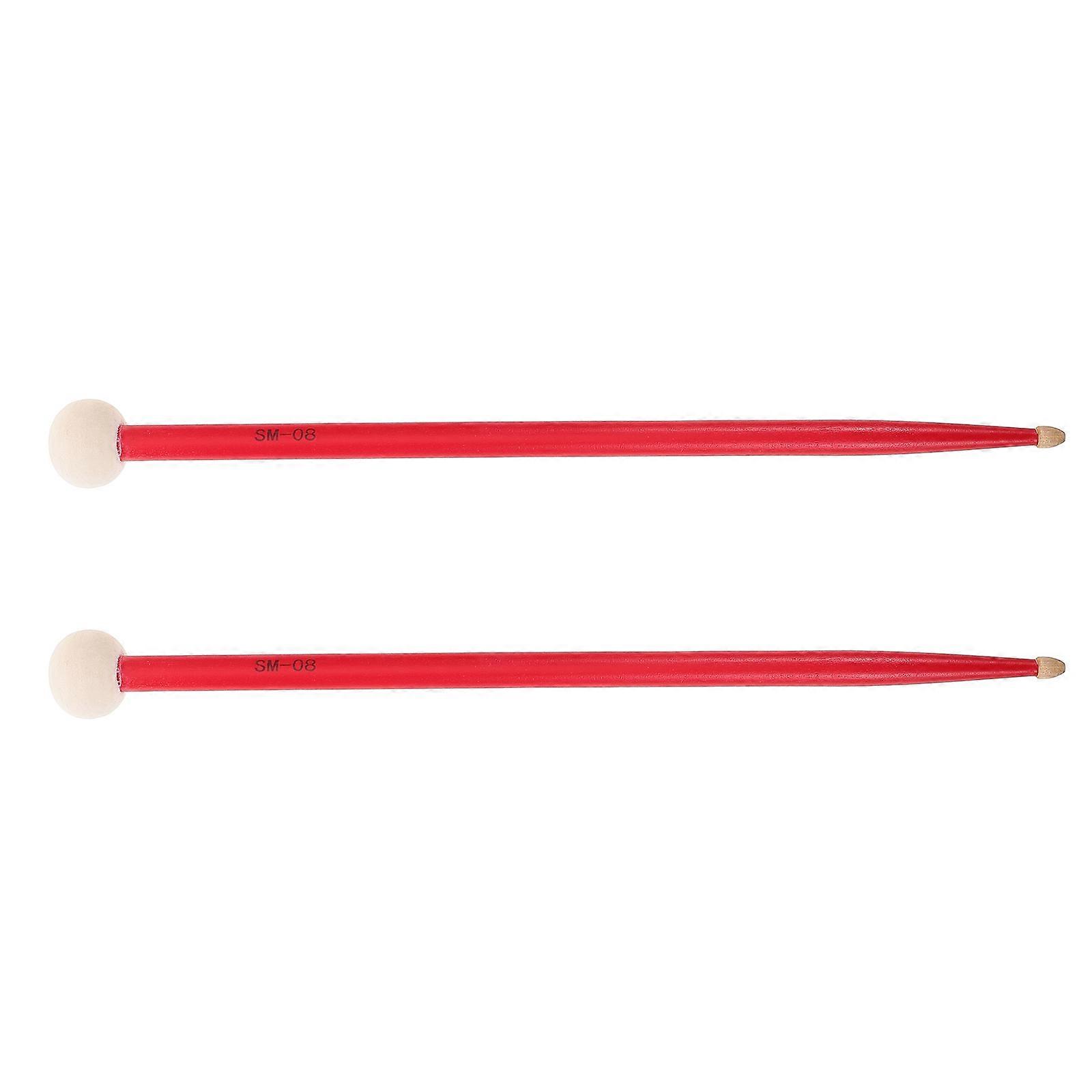 Red Maple Double-Head Drumsticks for Percussion 1Pair Felt Head Drum Mallets