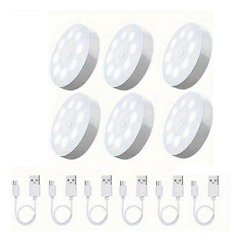 A73E-Indoor Closet Light 6-Pack USB Rechargeable LED Motion Sensor Lights Battery-Powered Induction For Home Illumination