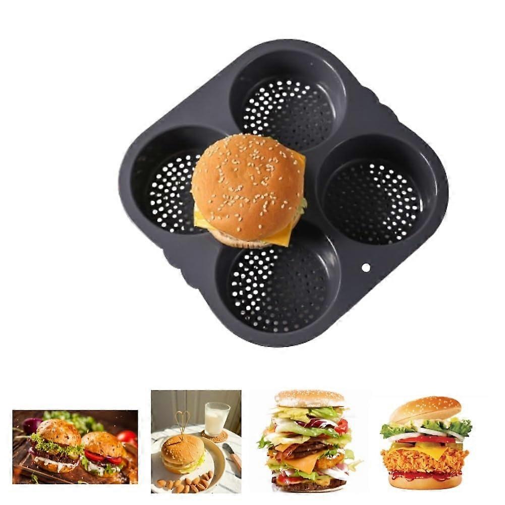 Silicone Hamburger Bun Mold Non Stick Multi Cavity Bread Baking Pan Food Grade Tray