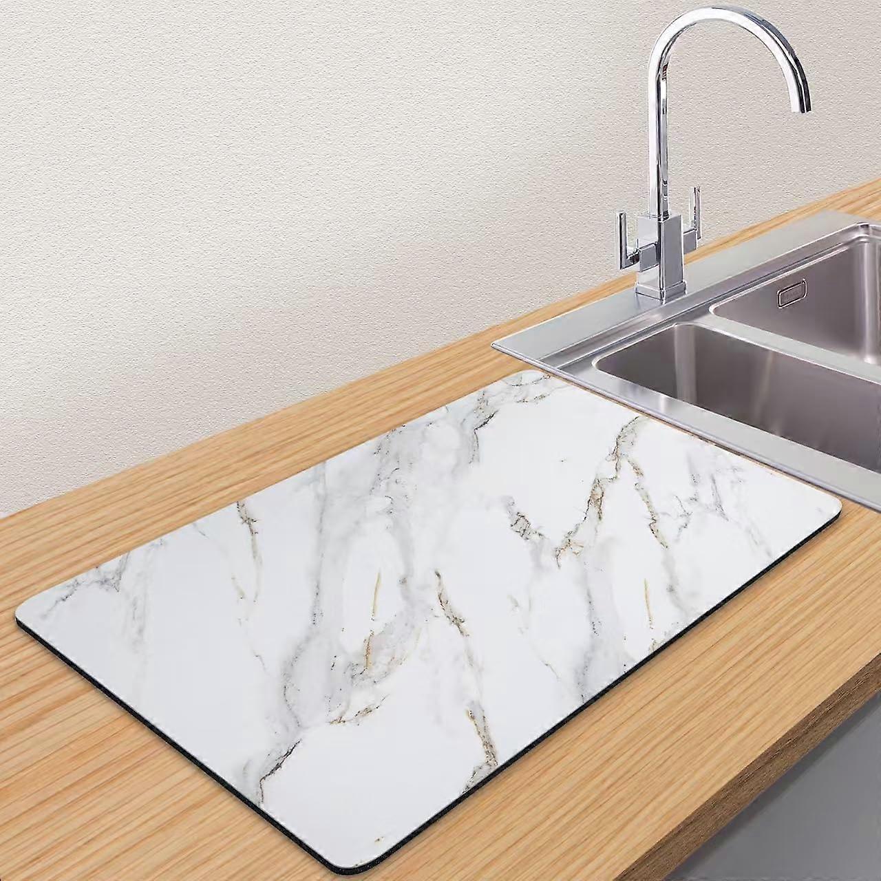 Dish Drying Mat Marble Pattern, Absorbent Kitchen Counter Pad with NonSlip Rubber Back, 12'x20'