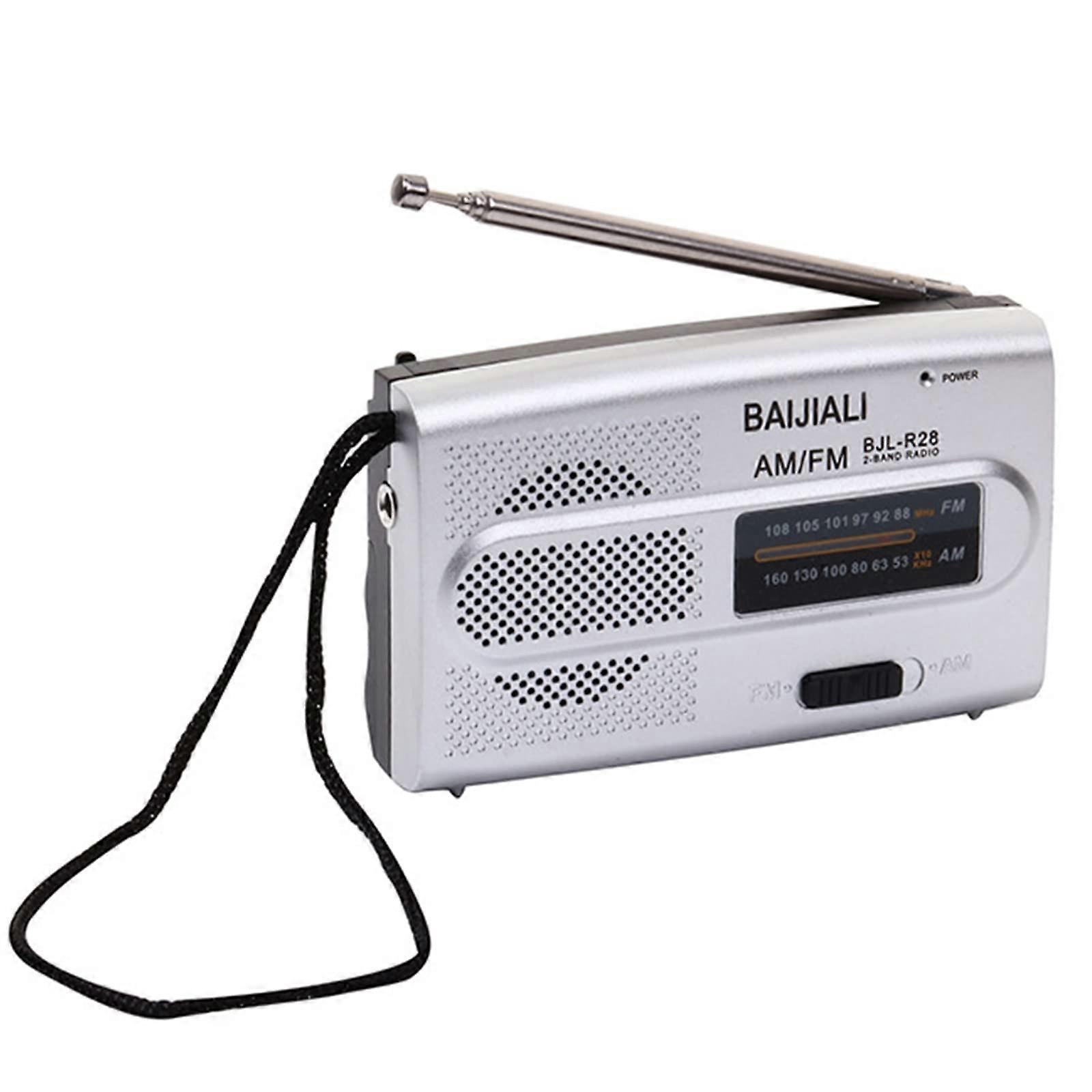 Portable AM FM Shortwave Radio with Memory Function, Handheld Digital Receiver, Silver