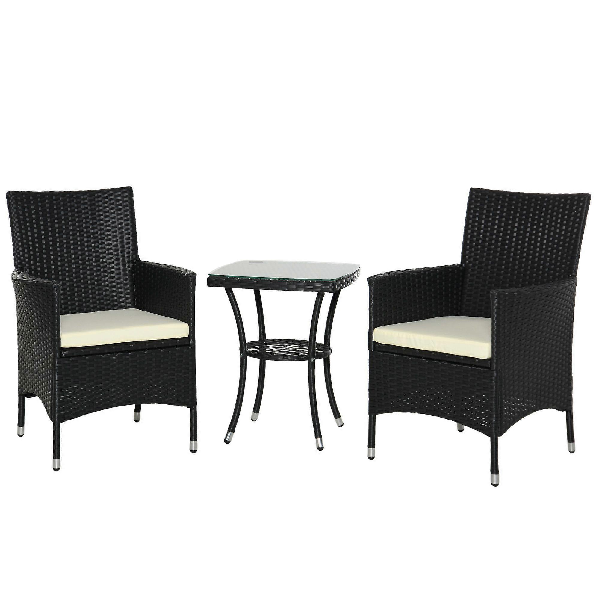 3 Piece Rattan Bistro Set with Coffee Table