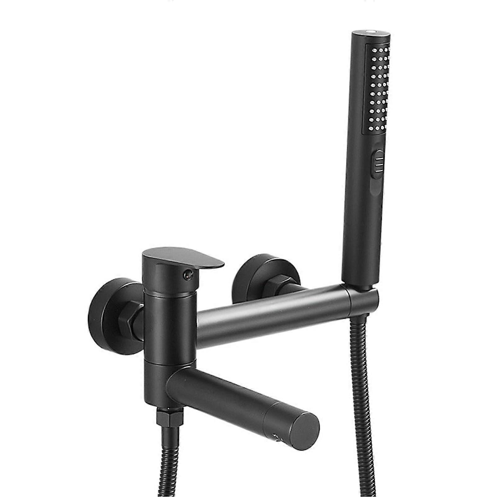 Bathtub Faucet Set Wall Mounted Brushed Gold Brass with Showerhead Precise Temperature Control