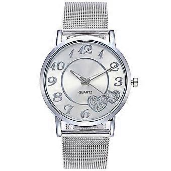 Damenuhr Casual Fashion Mesh Strap Herz Form Einfache Uhr
