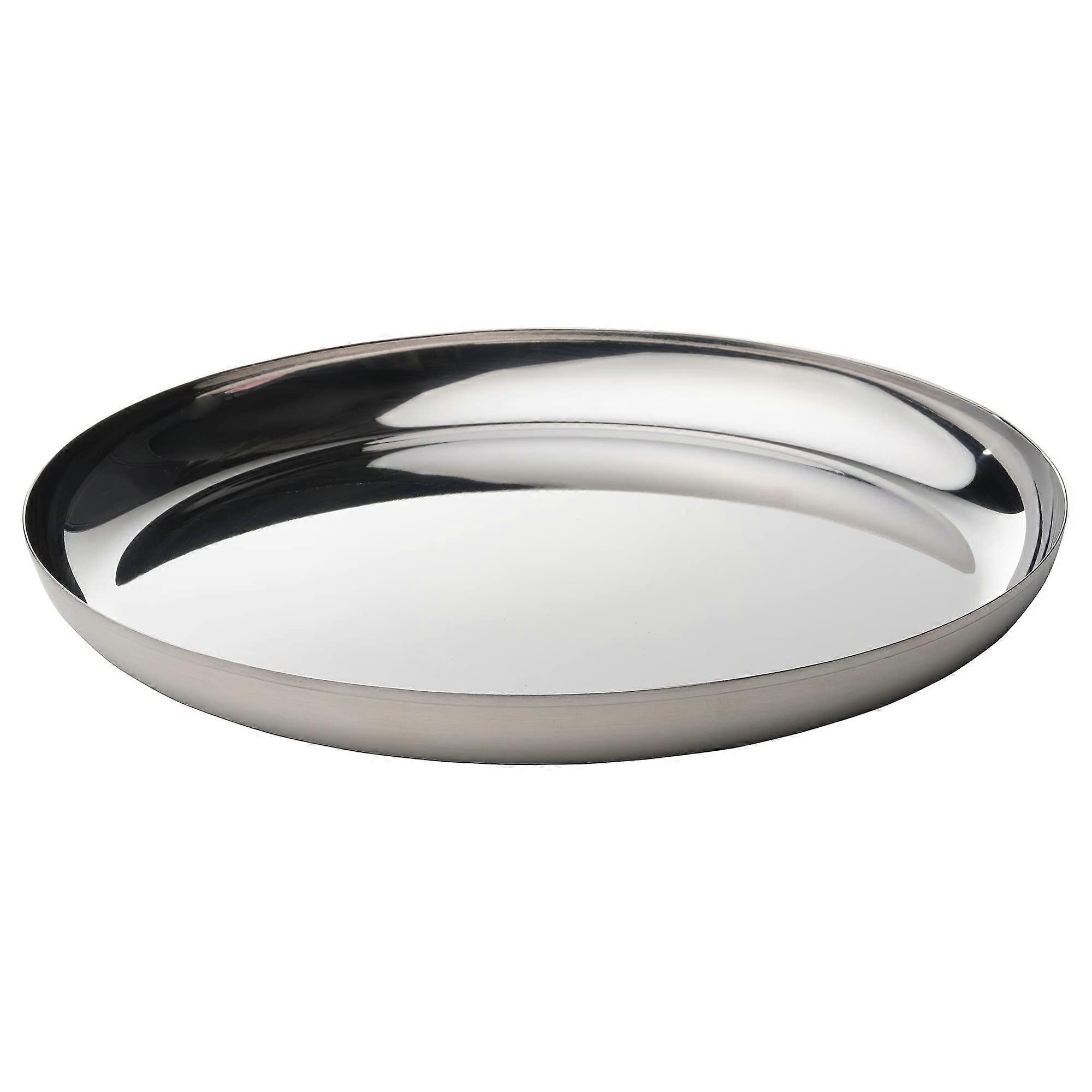 Large Stainless Steel Serving Plate 32cm Round Platter for Dining and Elegant Table Presentation