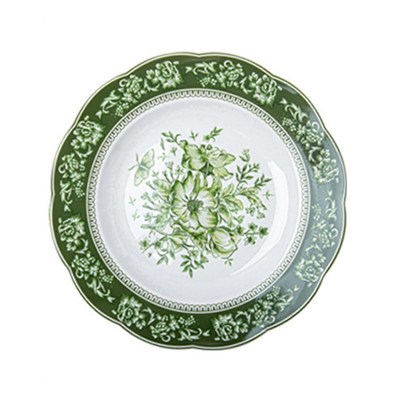 Ceramic Dinner Plates 22.5cm with Elegant Floral Pattern, Microwave and Dishwasher Safe