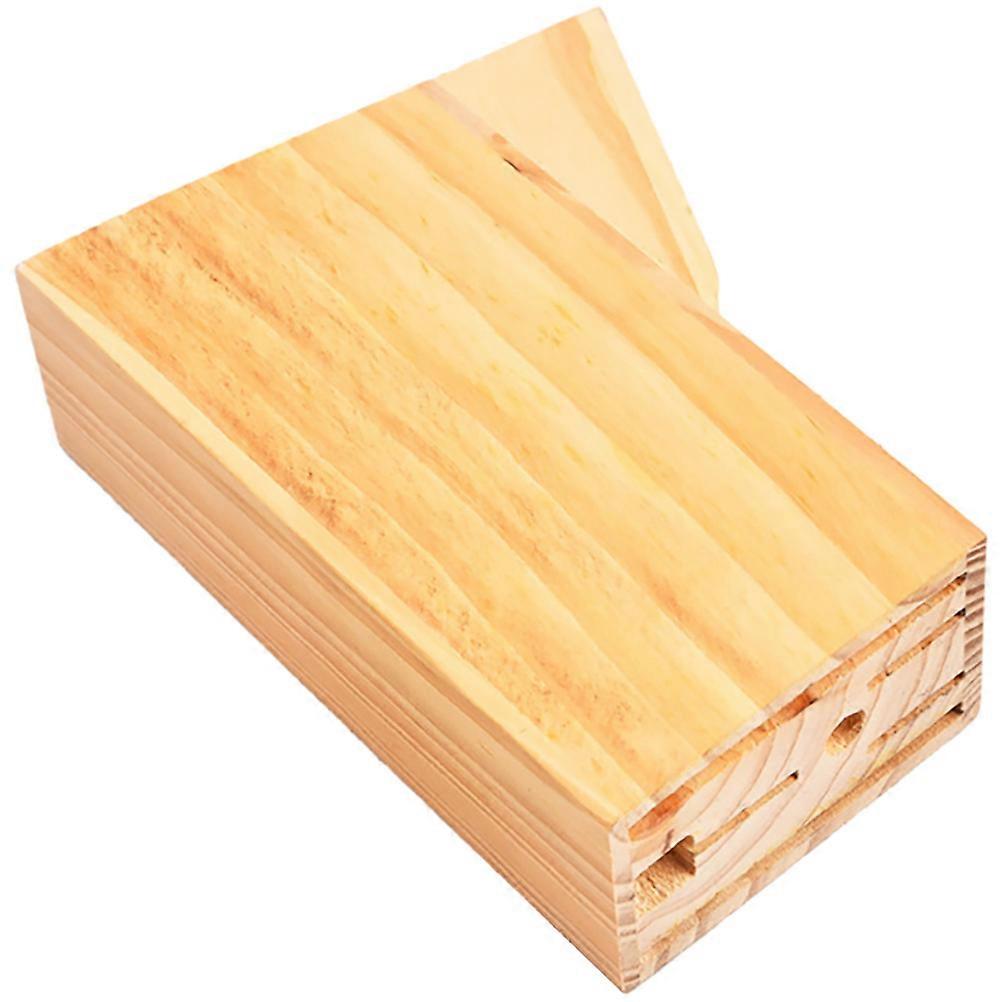 Cutter Storage Stand Multi-Functional Cutter Holder Kitchen Use Light Brown Wood Storage 1Pcs