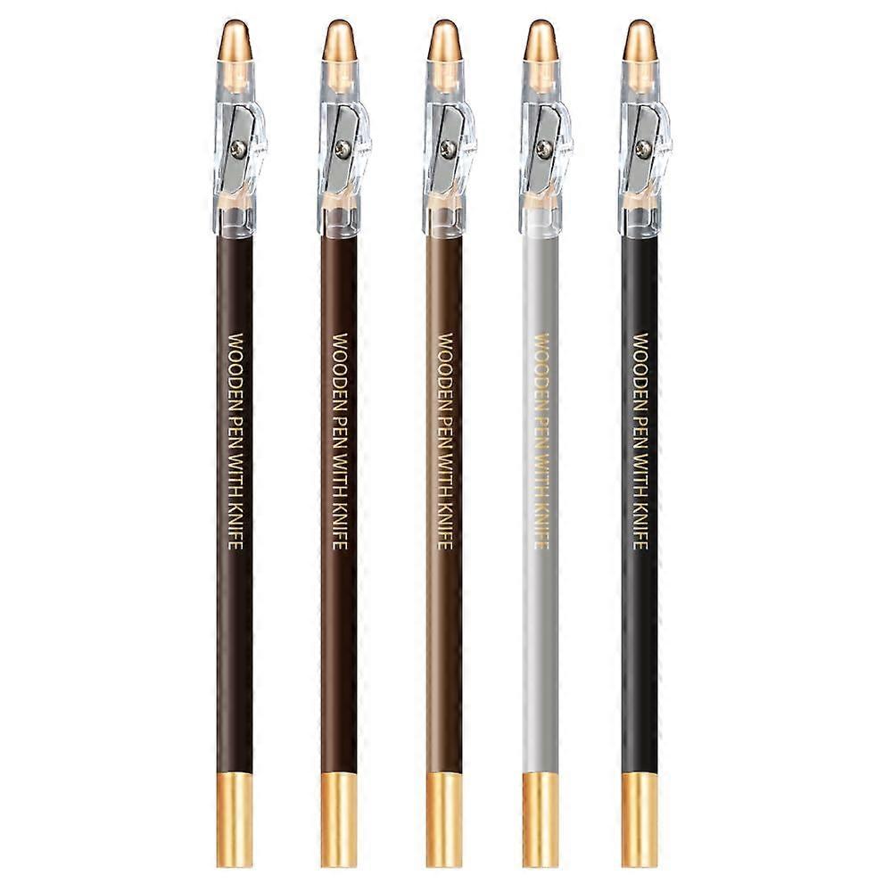 Eyebrow Pencil Set 5PCS Waterproof Long Lasting Microblading Pen with Sharpener for Precise Brow Shaping
