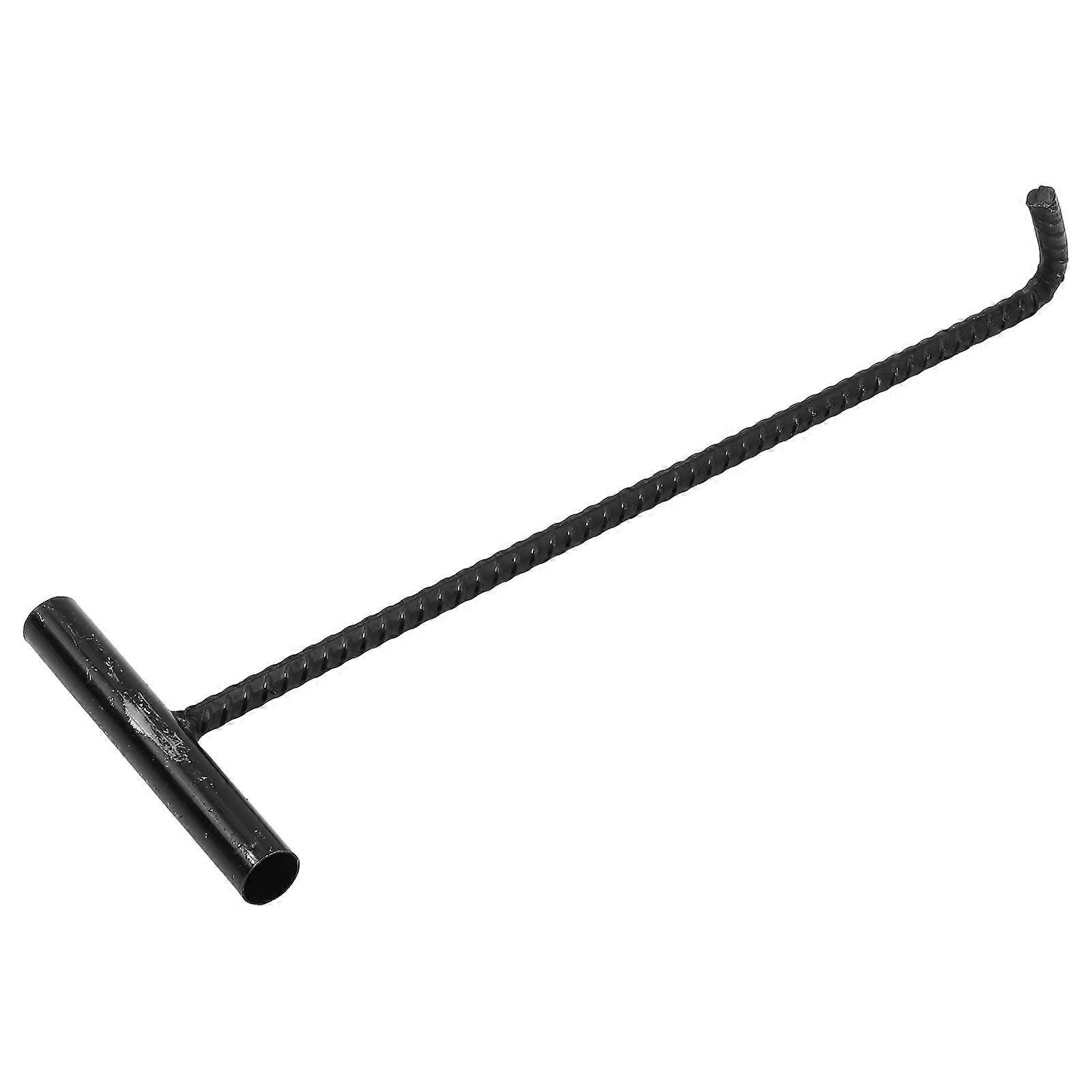 Masteelf Manhole Cover Hook Portable T Shaped Hook Pull Hook Sewer Hook for Moving Lifting
