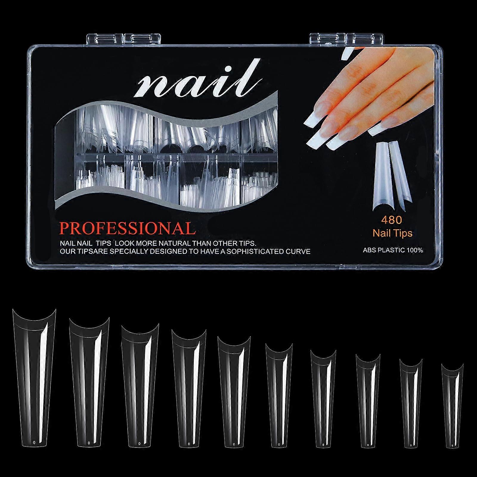 Extra Long Square Acrylic Nail Tips Set for Professional Use, Easy Shape and Trim, Multiple Sizes