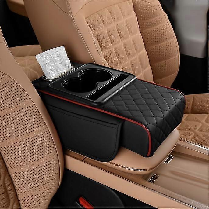 Car Armrest Pad with Cup Holder and Extra Storage for BMW E90 3 Series 20052011 Leather