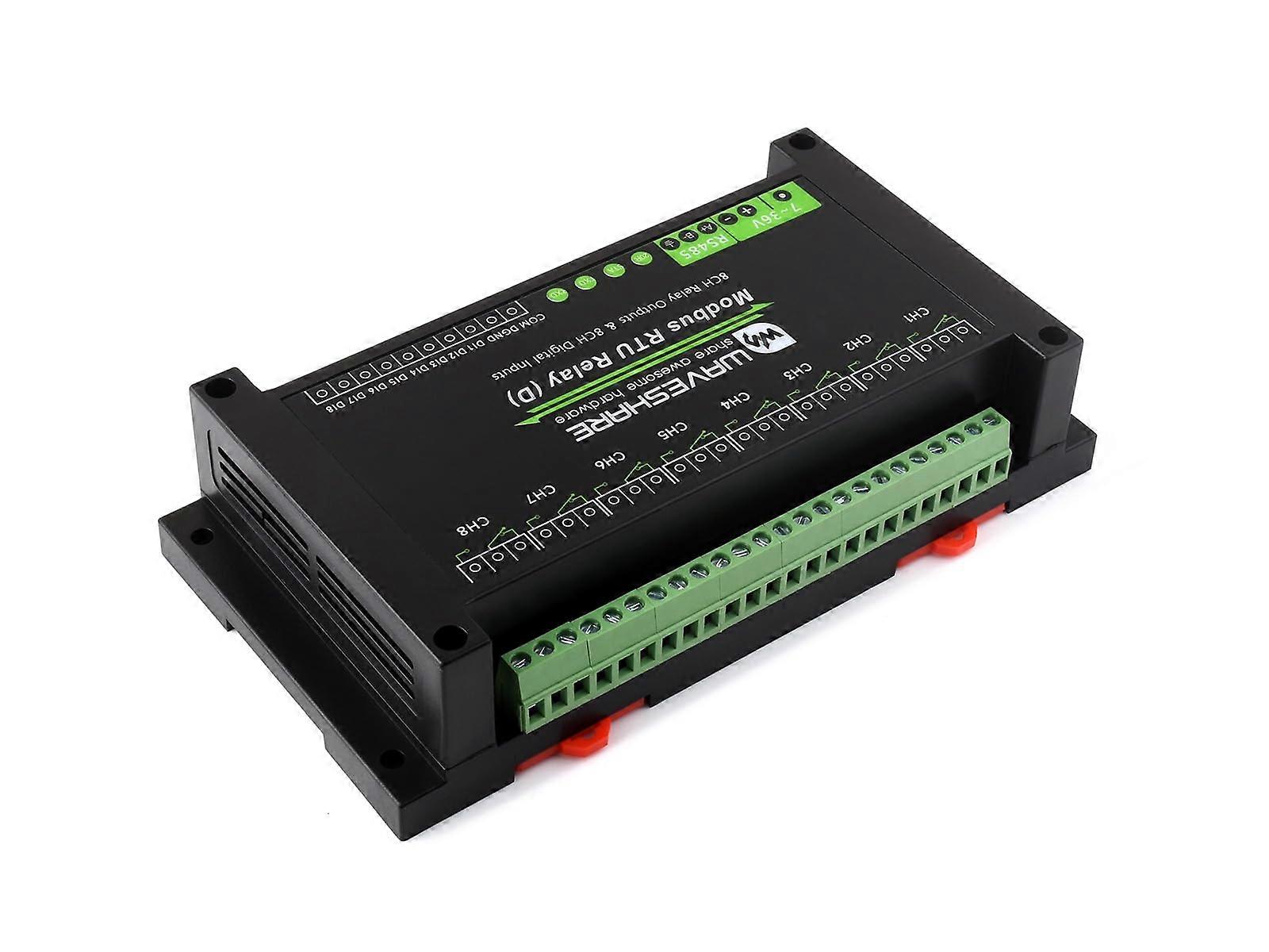 Industrial 8 Channel Modbus RTU Relay Module RS485 Controller with Digital Inputs and Surge Protection