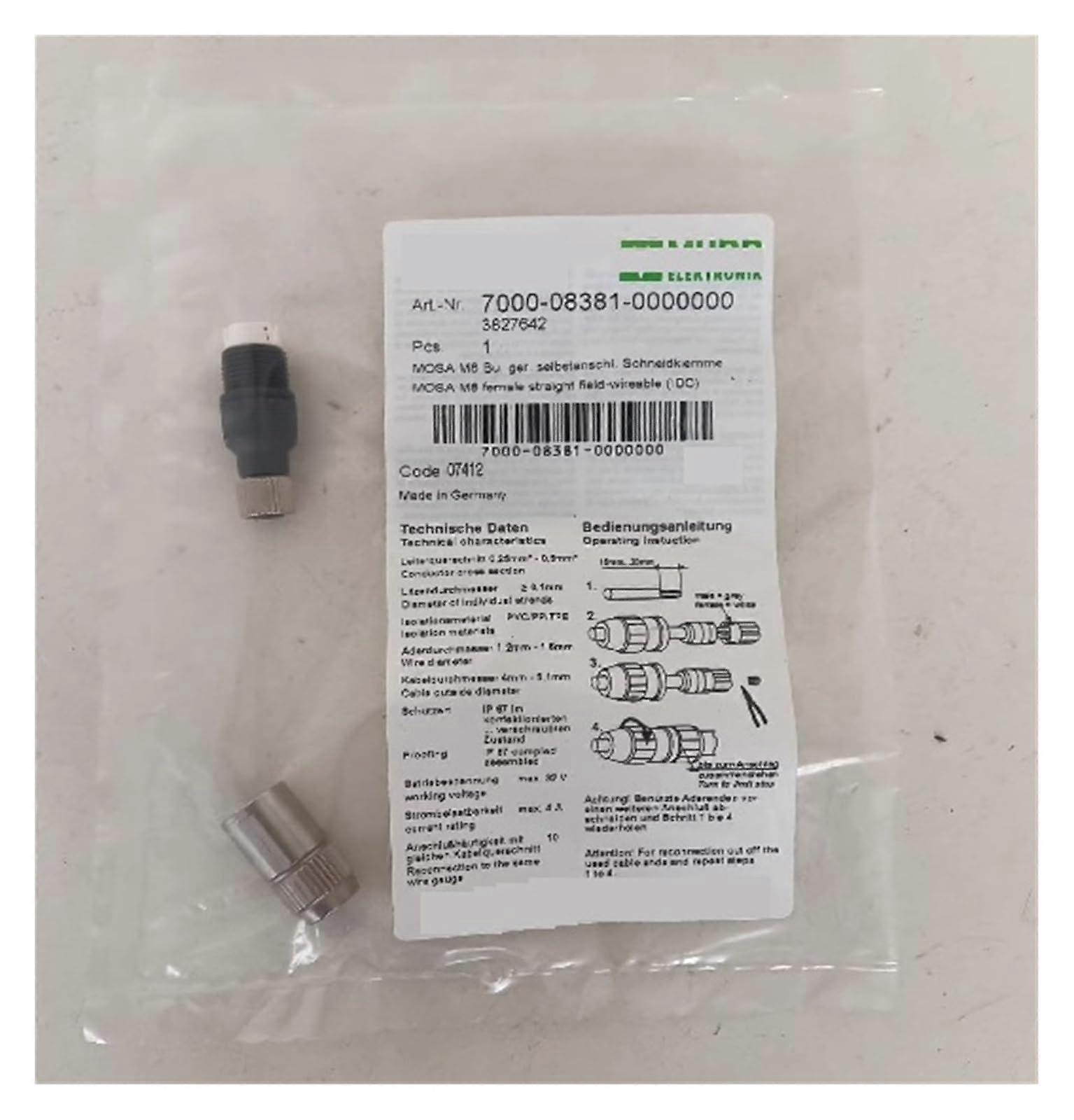M8 Female Connector 4 Pin Plug with Durable Structure and Original Packaging