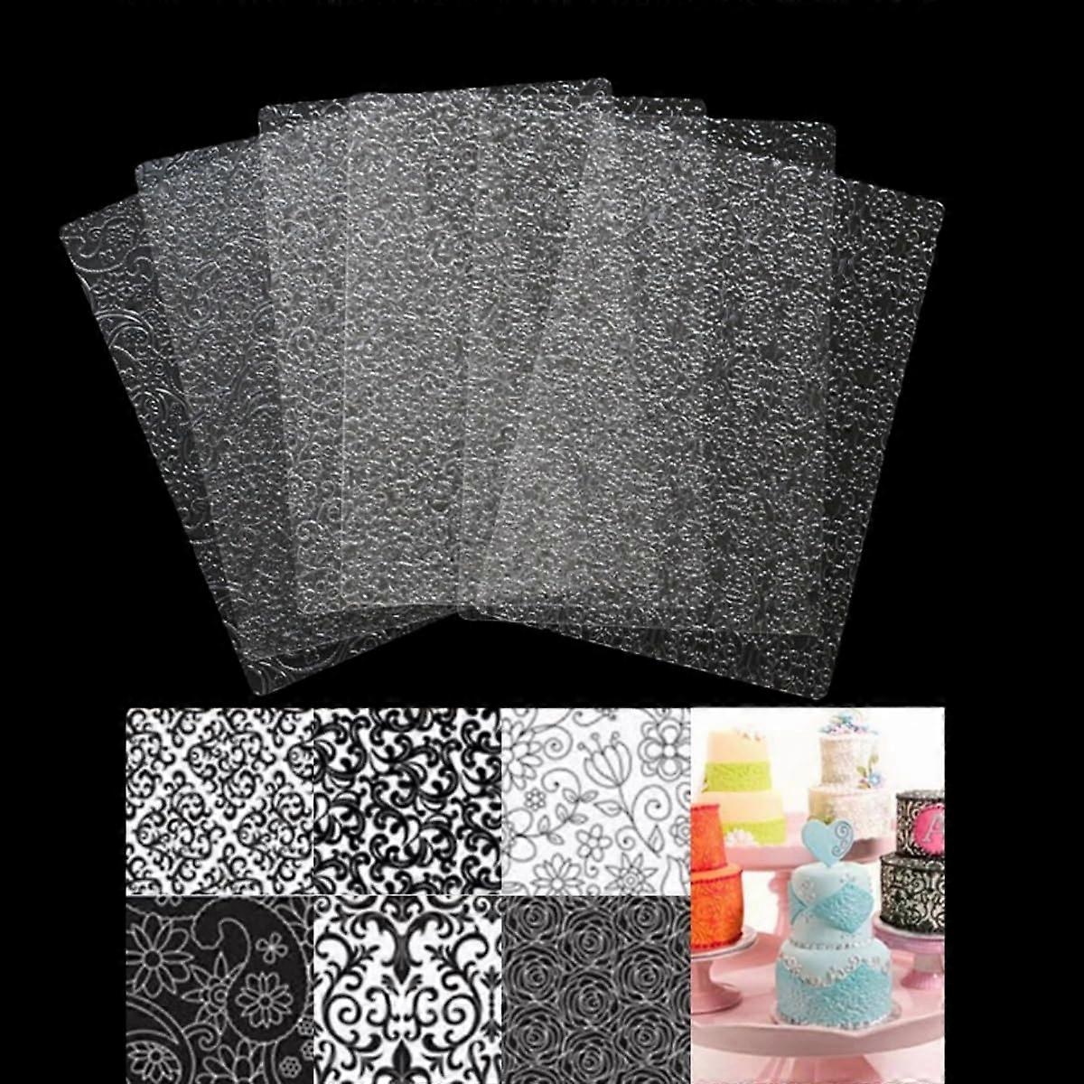 6 Pack Cake Embossing Mats with Multiple Floral Patterns, Nonstick Fondant Texture Sheets 7x10