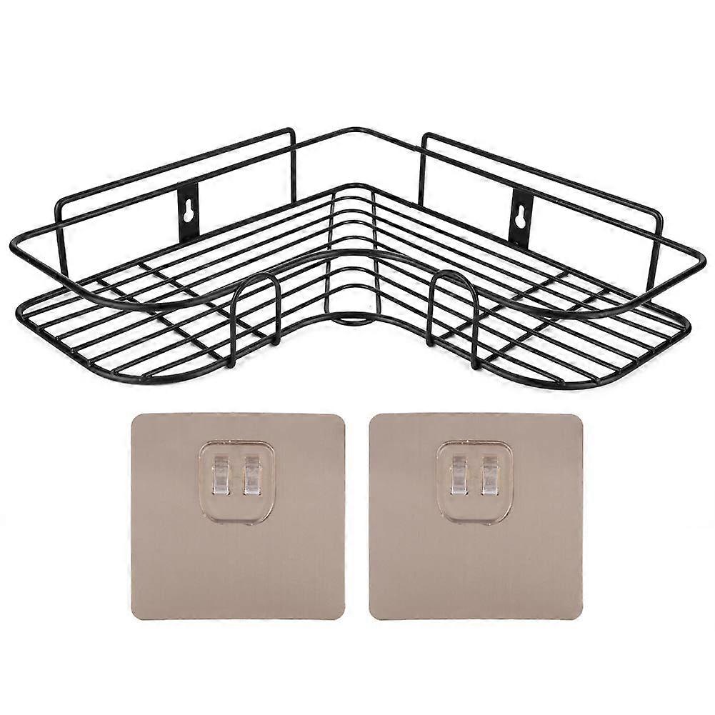 Bathroom Storage Shelf Wall Mounted No Drilling Space Saving Triangular Iron Storage Rack