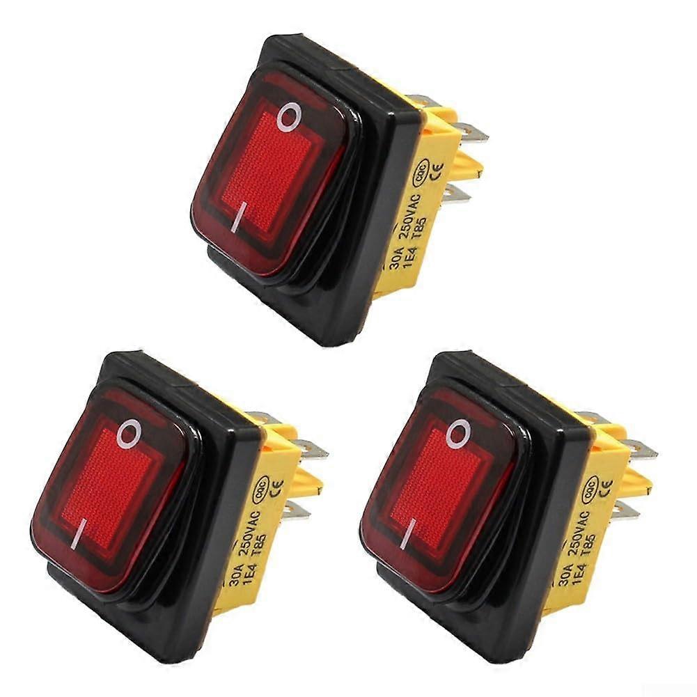 Waterproof 30A 4P Rocker Toggle Switch for Boat and Car, Compact SnapIn Red Power Switch
