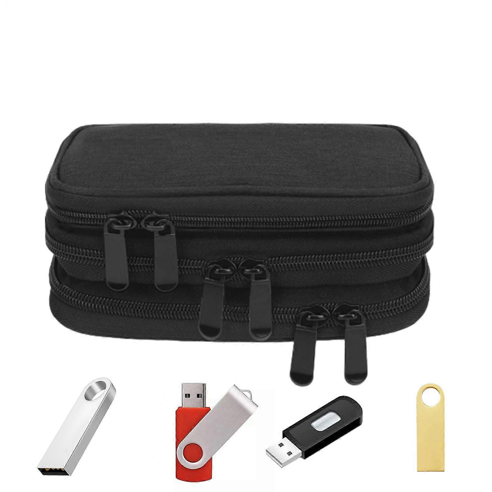 USB Flash Drive Case with 30 Slots, Large Capacity Storage, Shockproof Travel Organizer Bag