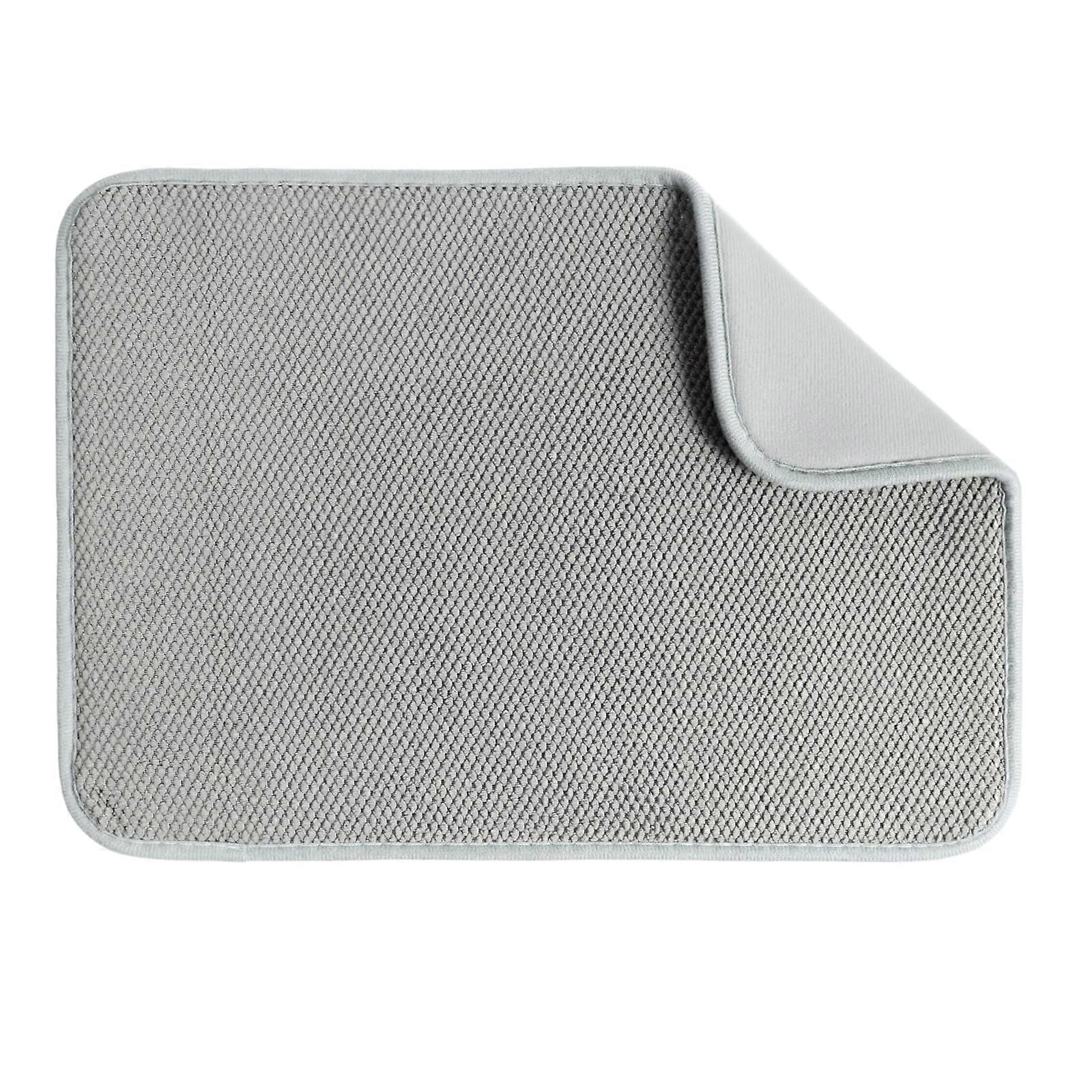 Microfiber Dish Drying Mat 12x16 Inch Reversible Absorbent Kitchen Counter Pad Grey Machine Washable
