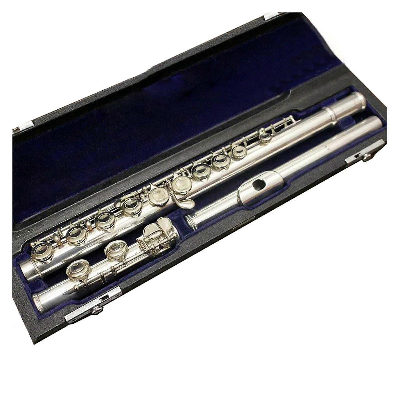 Silver Plated C Tone Student Flute 16 Hole Closed with Case Clear Sound Durable Construction