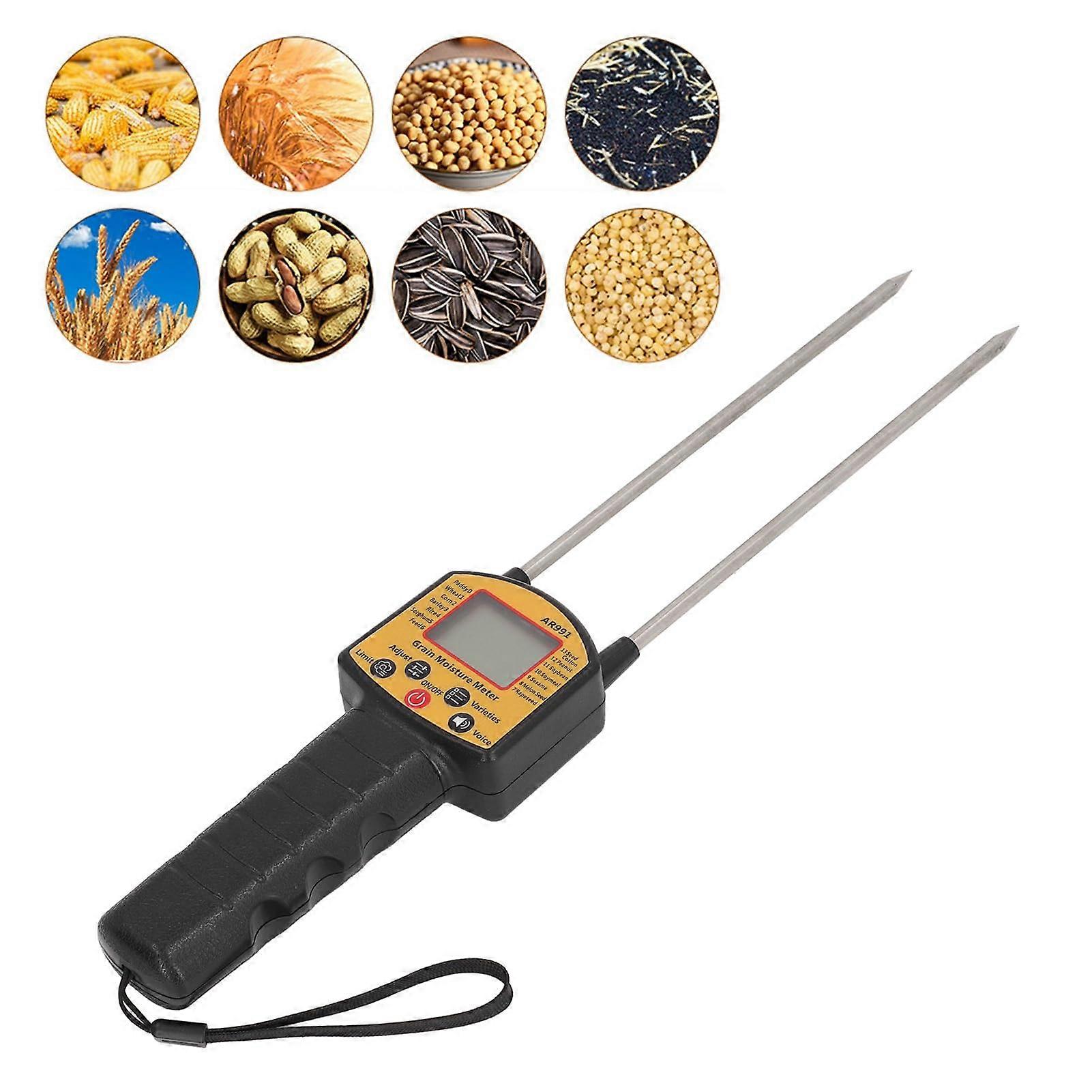 Digital Grain Moisture Meter with LCD Display, Dual Rod Probe for Maize and Coffee