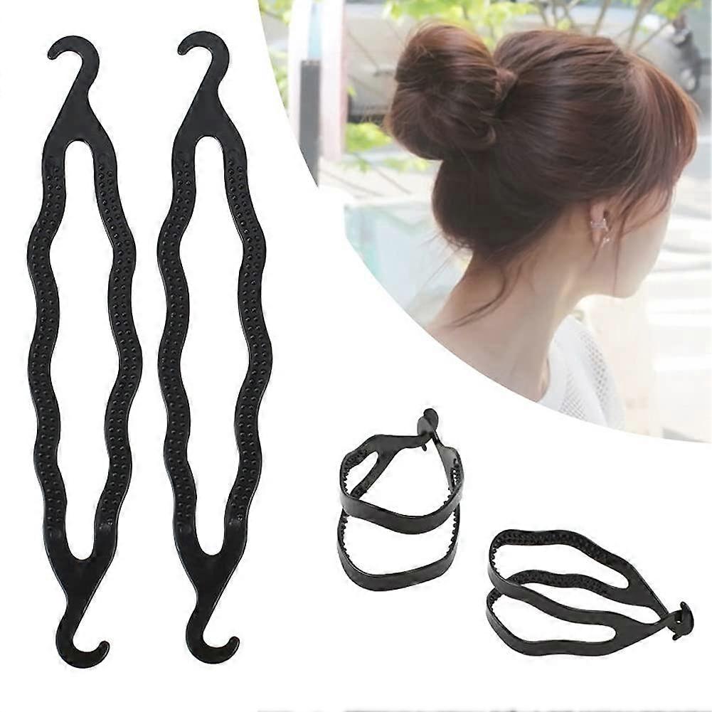 6PCS Plastic Double Hook Hair Bun Maker Set with Flower Head Clips for Fast Secure Styling